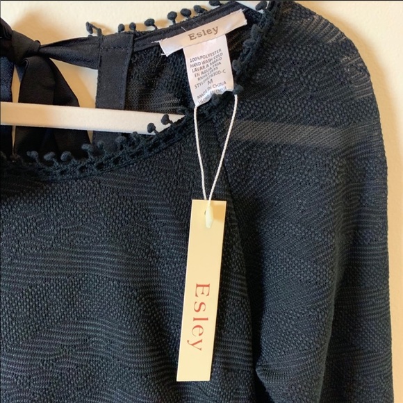 Anthropologie Esley Black Crochet LS Dress - Picture 7 of 7